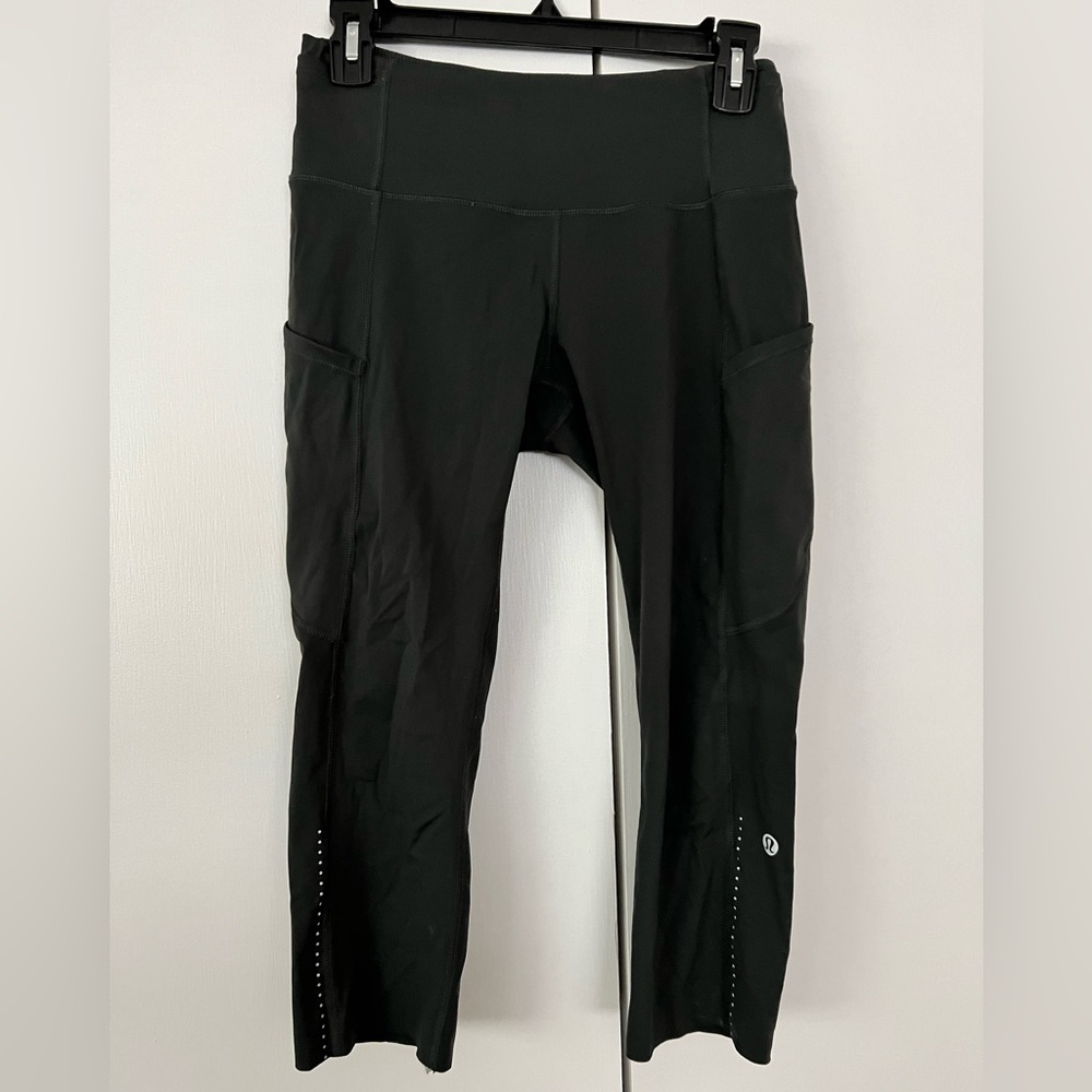 Lululemon speed Swift cropped leggings, deep forest green/gray